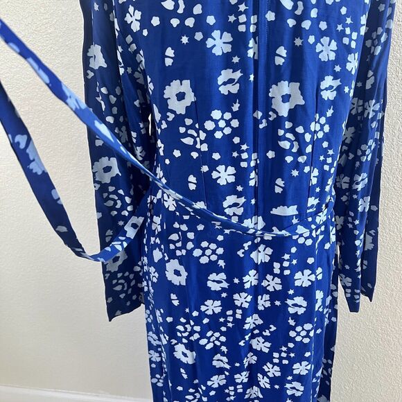 Batik Keris Dress Sz Medium Kaftan Royal Blue Floral Print Tie Waist Wax Process - Picture 10 of 15